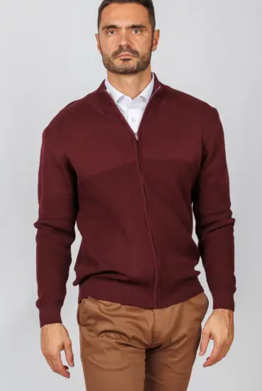 Muški džemper zip - BORDO