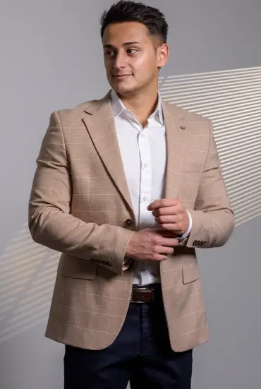 Muski sako karirani BELI BEŽ