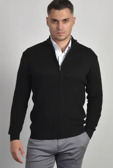 Muski džemper zip - CRNA