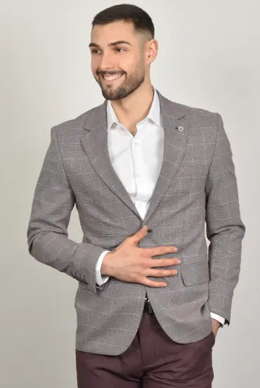 Muski sako karirani SVETLO BORDO