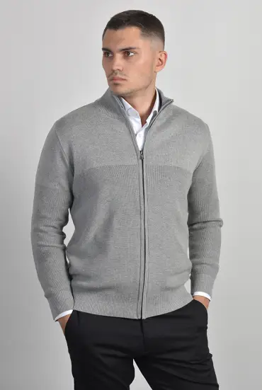 Muski džemper zip - SVETLO SIVA